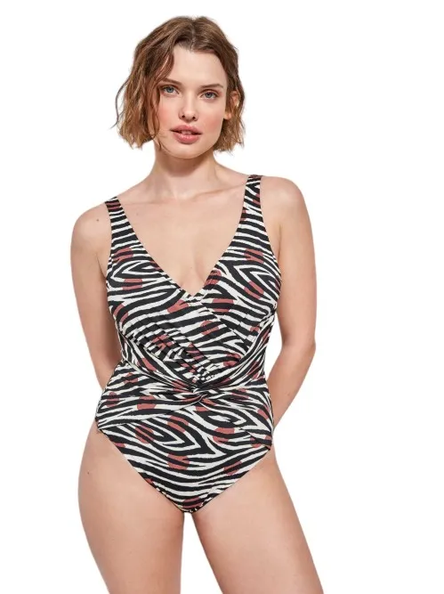 Bañador cebra plus size sin aro, con foam y cruce de tejido - Image 6