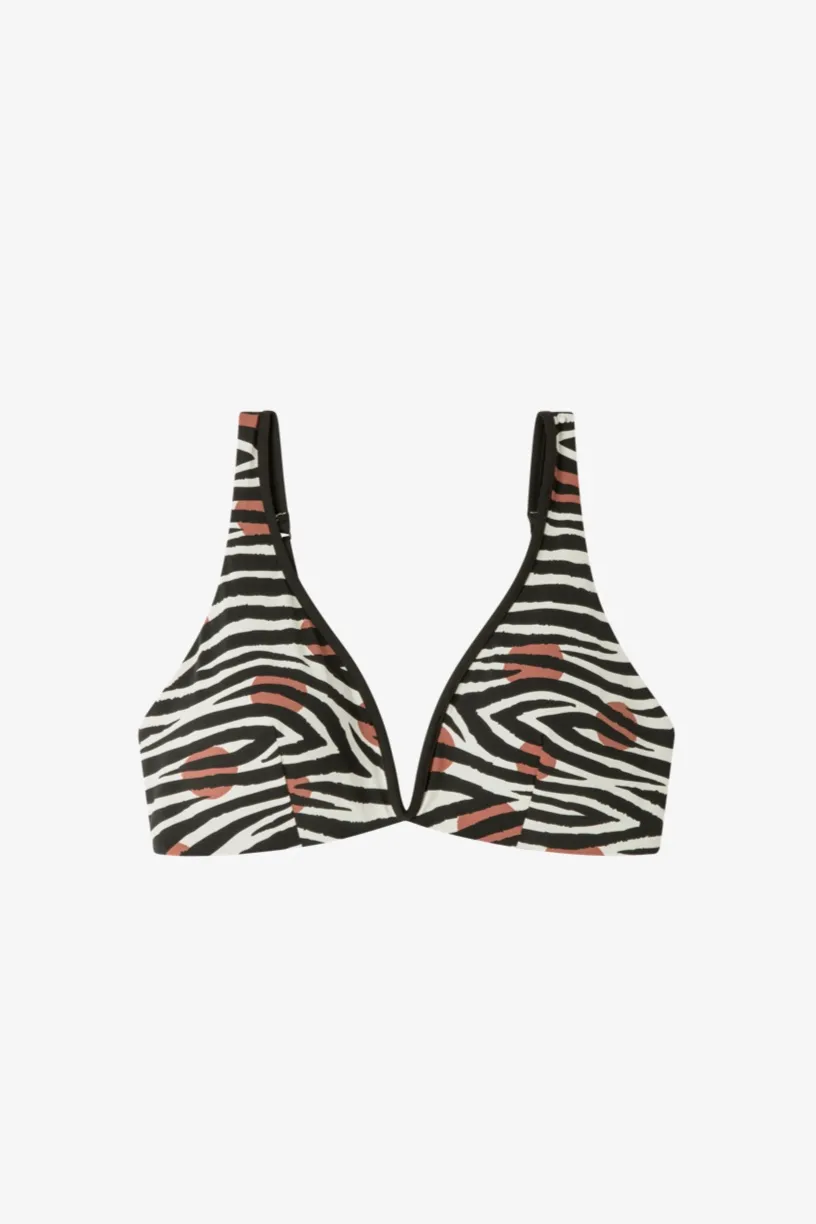 Top bikini sin aro y con foam extraíble, con estampado cebra - Image 5